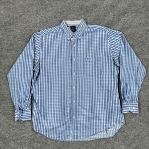 TailorByrd Mens Button Down Shirt Size XL Blue Plaid Long Sleeve Casual